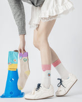 Women Crew Socks Love Embroidery Series Cotton Socks
