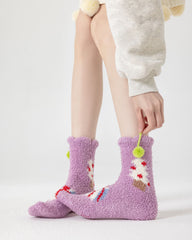 女款中筒襪子可愛系列毛絨保暖舒適室內襪子