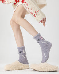 女款中筒襪子可愛系列毛絨保暖舒適室內襪子
