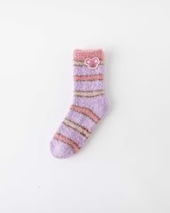 여성 크루 양말 멀티컬러 깃털 스트라이프 시리즈 보송보송하고 따뜻하며 아늑한 실내용 양말