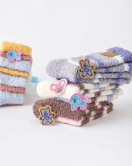 여성 크루 양말 멀티컬러 깃털 스트라이프 시리즈 보송보송하고 따뜻하며 아늑한 실내용 양말