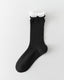 Women Crew Socks Pink Contrast Double Cuff Ribbed Slouch - SWEET NANA
