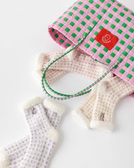 女款中筒襪子格紋系列毛絨保暖舒適室內襪子