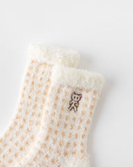 女款中筒襪子格紋系列毛絨保暖舒適室內襪子