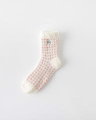 女款中筒襪子格紋系列毛絨保暖舒適室內襪子