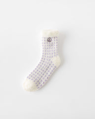 女款中筒襪子格紋系列毛絨保暖舒適室內襪子