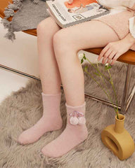 3-Pack Women Crew Socks Pom Pom Series Cozy Thick Soft Fuzzy Cute Socks