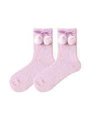 Sweetnana Cozy Crew Socks for Women – Fuzzy Super Soft Socks, Cute Pom-Pom Series, Thickened and Warm for Winter.