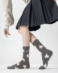 여성 크루 양말 별이 빛나는 하늘 시리즈 보송보송하고 따뜻하며 포근한 미끄럼 방지 홈웨어