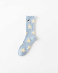 여성 크루 양말 별이 빛나는 하늘 시리즈 보송보송하고 따뜻하며 포근한 미끄럼 방지 홈웨어