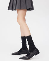 女款中筒襪子扭紋絨毛燕麥色柔軟時尚舒適