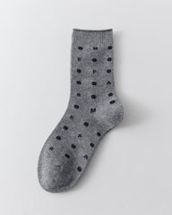 女款中筒襪子 白色棉質字母波點系列時尚休閒襪子