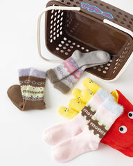 女款毛絨中筒襪子冰淇淋顏色舒適保暖室內睡眠襪子