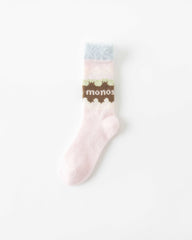 女款毛絨中筒襪子冰淇淋顏色舒適保暖室內睡眠襪子