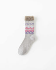 女款毛絨中筒襪子冰淇淋顏色舒適保暖室內睡眠襪子