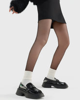 Women Sheer Black Fleece Lined Tights Fake Skin Warm Slimming