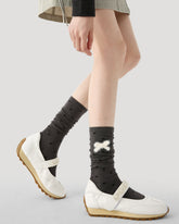 여성용 리본 스택드 크루 양말 부드럽고 편안한 신축성