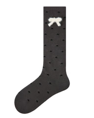 여성용 리본 스택드 크루 양말 부드럽고 편안한 신축성