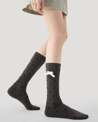 여성용 리본 스택드 크루 양말 부드럽고 편안한 신축성