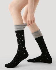 レディース カラーブロック スタックド クルー ソックス ソフト ウォーム ストレッチ