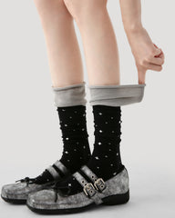 レディース カラーブロック スタックド クルー ソックス ソフト ウォーム ストレッチ