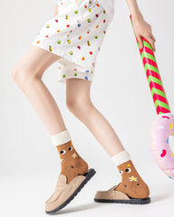 3-팩 여성용 면 크루 양말 코코넛 트리 시리즈 귀엽고 패셔너블