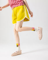 여성용 면 크루 양말 탑 노치 귀엽고 캐주얼