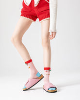 여성용 면 크루 양말 와일드 로즈 카와이 귀여운 캐주얼