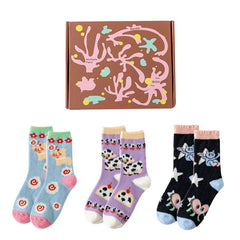 선물 박스 세트 여성용 보온 양말 리틀 몬스터 시리즈 두껍고 따뜻하며 부드럽고 포근한 양말