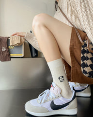 ギフトボックスセット レディース コットン クルー ソックス かわいい子犬刺繍 ファッション ソックス