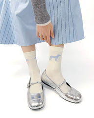 여성 크루 양말 보타이 강아지 시리즈 면 귀여운 자수 캐주얼 양말