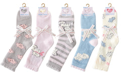 Women Crew Socks Cat Series Fuzzy Warm Cozy Indoor Non Slip Socks