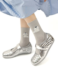 여성 크루 양말 푹신한 강아지 시리즈 면 귀여운 자수 캐주얼 양말