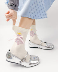 여성 크루 양말 글리터 선물 시리즈 면 귀여운 자카드 캐주얼 양말