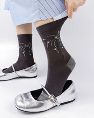 여성 크루 양말 글리터 선물 시리즈 면 귀여운 자카드 캐주얼 양말