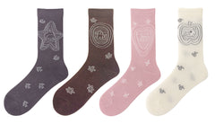 여성 크루 양말 글리터 라인 시리즈 면 부드럽고 편안한 캐주얼 양말