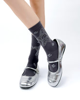 여성 크루 양말 글리터 라인 시리즈 면 부드럽고 편안한 캐주얼 양말