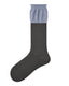Women Crew Socks Gray and Blue Colorblock Ribbed Cotton Casual - SWEET NANA