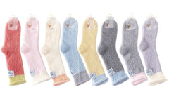 여성 크루 양말 아이스크림 플리스 시리즈 따뜻하고 폭신폭신하며 포근한 실내용 착용