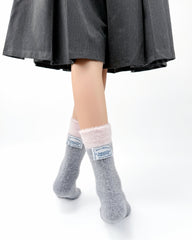 여성 크루 양말 아이스크림 플리스 시리즈 따뜻하고 폭신폭신하며 포근한 실내용 착용