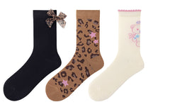 여성 크루 양말 레오파드 프린트 시리즈 코튼 트렌디 자카드 캐주얼 양말