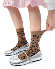 여성 크루 양말 레오파드 프린트 시리즈 코튼 트렌디 자카드 캐주얼 양말