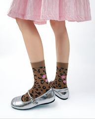 여성 크루 양말 레오파드 프린트 시리즈 코튼 트렌디 자카드 캐주얼 양말