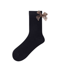 여성 크루 양말 레오파드 프린트 시리즈 코튼 트렌디 자카드 캐주얼 양말