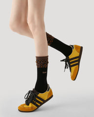 レディースクルーソックス レオパード柄ルーズソックス ファッション コージー カジュアル