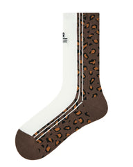 女款中筒襪子豹紋時尚棉質休閒街頭風格