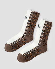 レオパード柄トレンディコットンカジュアルストリートスタイルのレディースクルーソックス