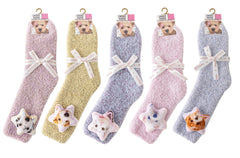 レディース クルー ソックス リトルアニマルスターシリーズ ふわふわ快適 暖かい 室内用ソックス