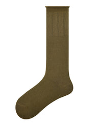 여성 크루 양말 머스타드 옐로우 솔리드 립드 코튼 캐주얼 양말