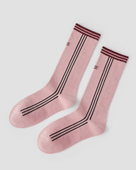 여성 크루 양말 핑크 트렌디 코튼 스포티 캐주얼 스트리트 스타일
